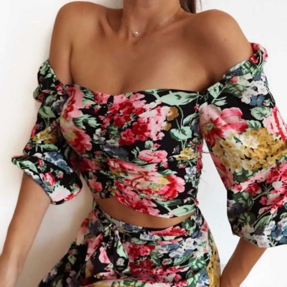 Zara Floral Print Puff Sleeve Top - Picture 5 of 7